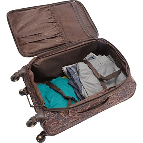 London Fog Soho Softside Expandable Spinner Luggage Brown Paisley