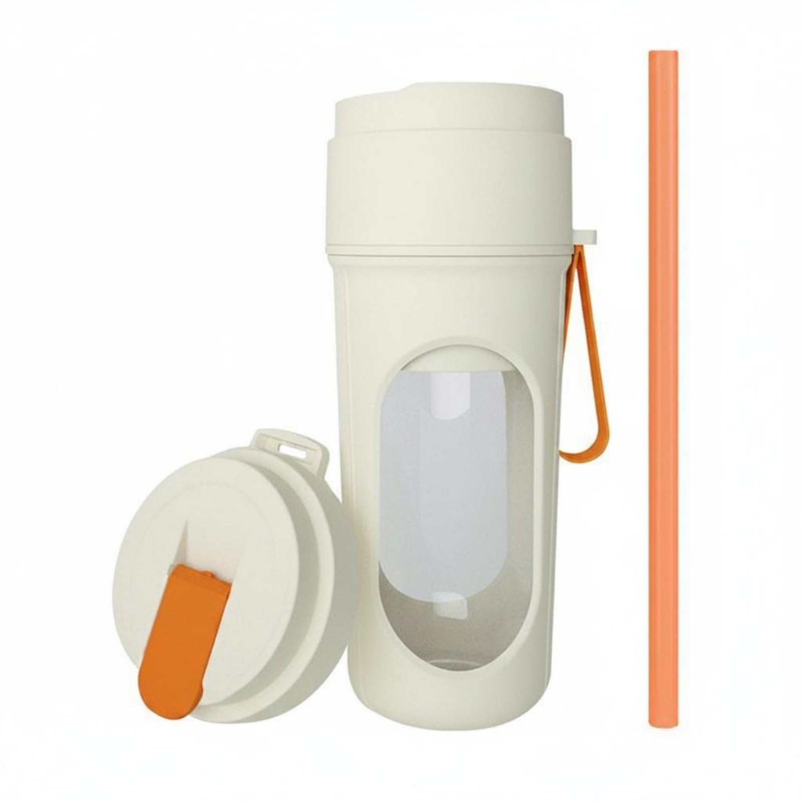 Single-Button Operation Rechargeable Juicer Cup USB-C Charging Portable Blender 12-Blade Design Personal Blender Double Lid for Travel, Office, Gym, Outdoor, Orange-image-43