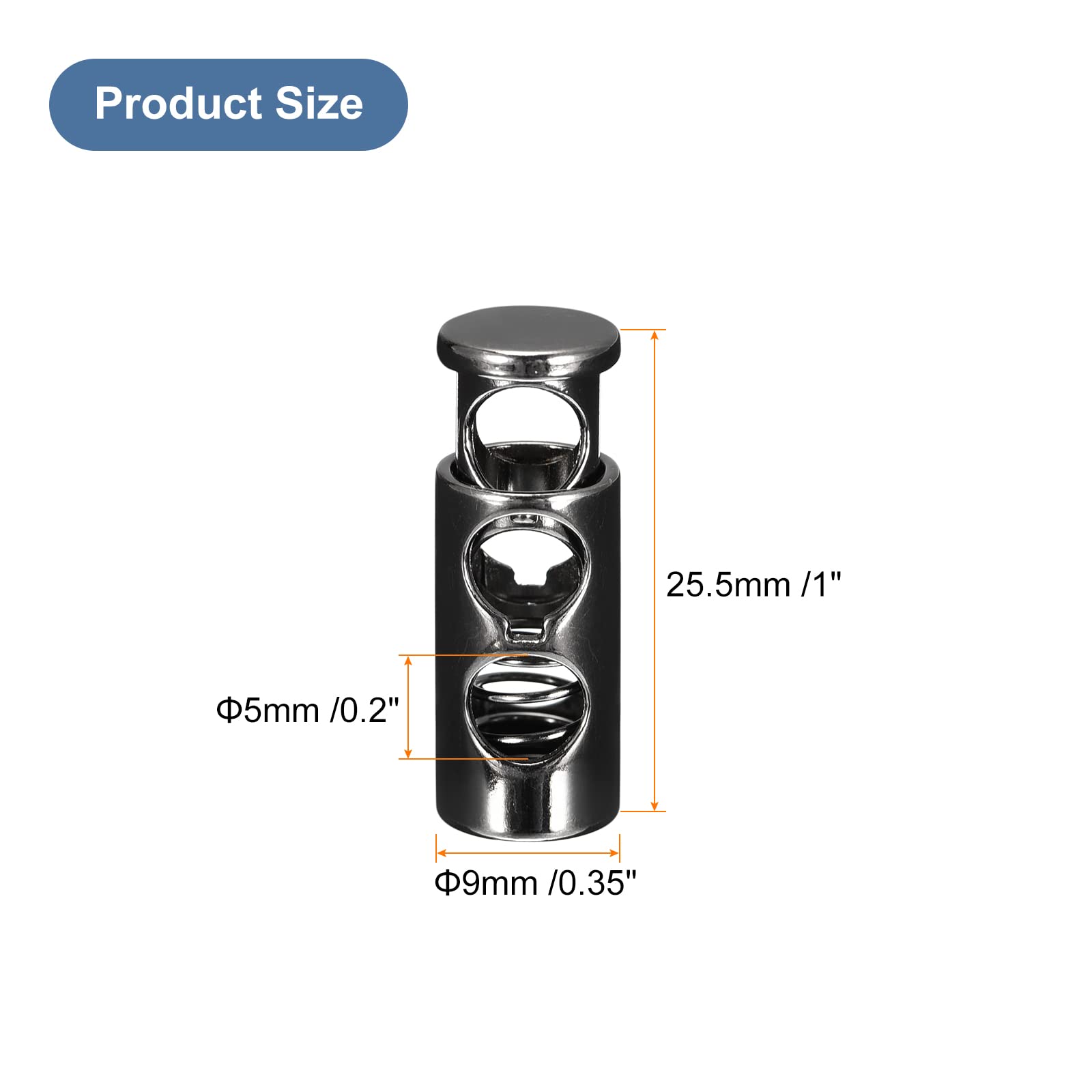 Uxcell 10pcs Metal Cord Locks - Double Hole Spring Stopper Sliders For Drawstrings, Hoodies, Backpacks, Lanyards