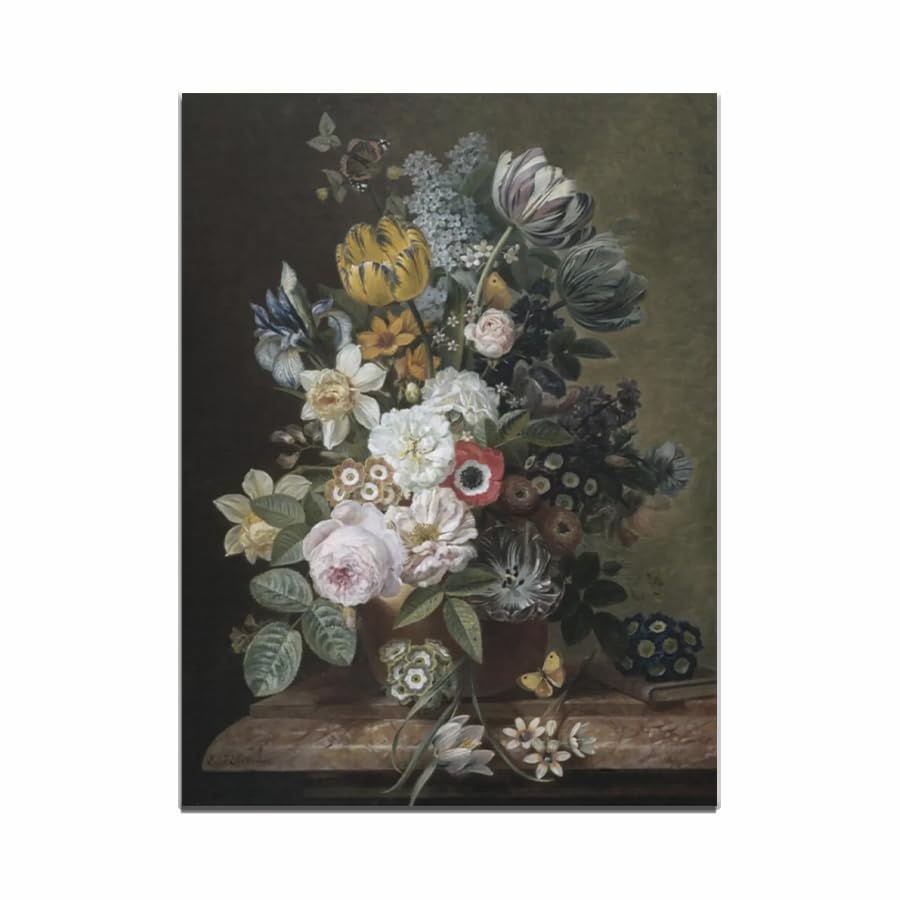 Canvas Wall Art Canvas Print Victorian Floral Decor Wall Art Vintage Botanical Wall Hanging Gallery Wall Decor Living Room Spring Wall Decor 20x30"