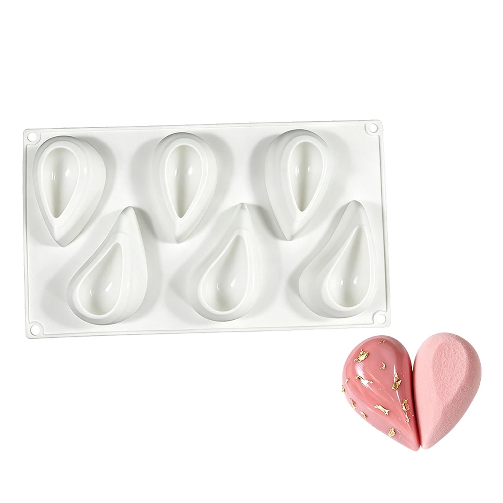 ZEPFJHE Themed Dessert Mold Silicone 6 Cavity Heart Mousse Tray, White Pastry Mold for Decorative Plating, Chilled Sweets, and Home Baking