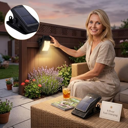 Luces solares con clip exterior impermeables luz LED de gran tamaño para terraza y porche 2