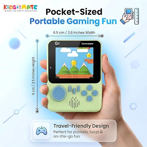 Image of Kidsmate Handheld Gaming Console Video Game for Kids with 666 Built-in Retro Games | Rechargeable Battery, Compact Design with TV Connectivity for Big Screen Play | Ideal for Fun & Learning (Green)