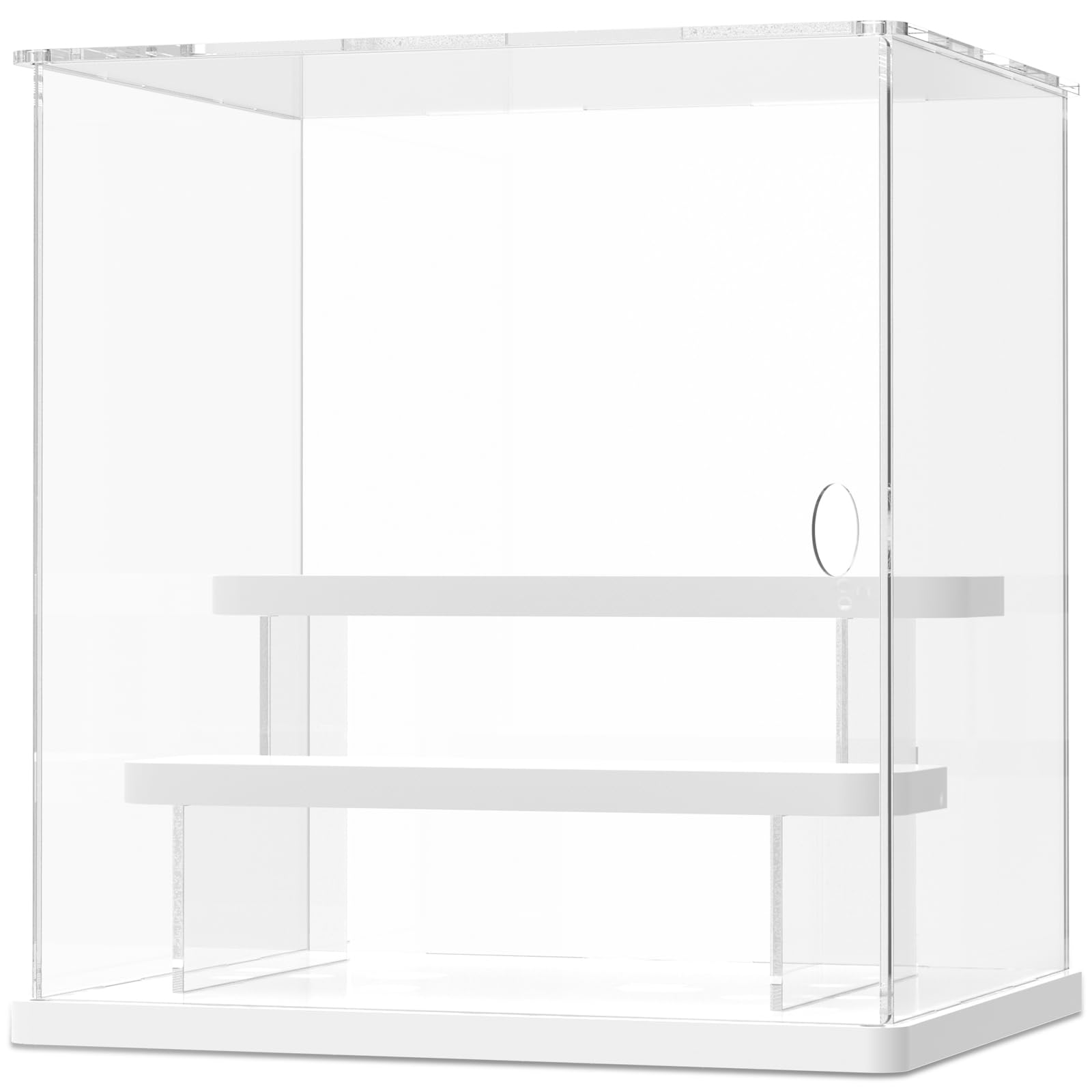 VAVPUP Clear Acrylic Display Case with Removable Ladder,Dustproof Protection Showcase for Collectibles,Acrylic Storage Box Cube for Countertop,Bookcase,Desk,White(white-three layers)
