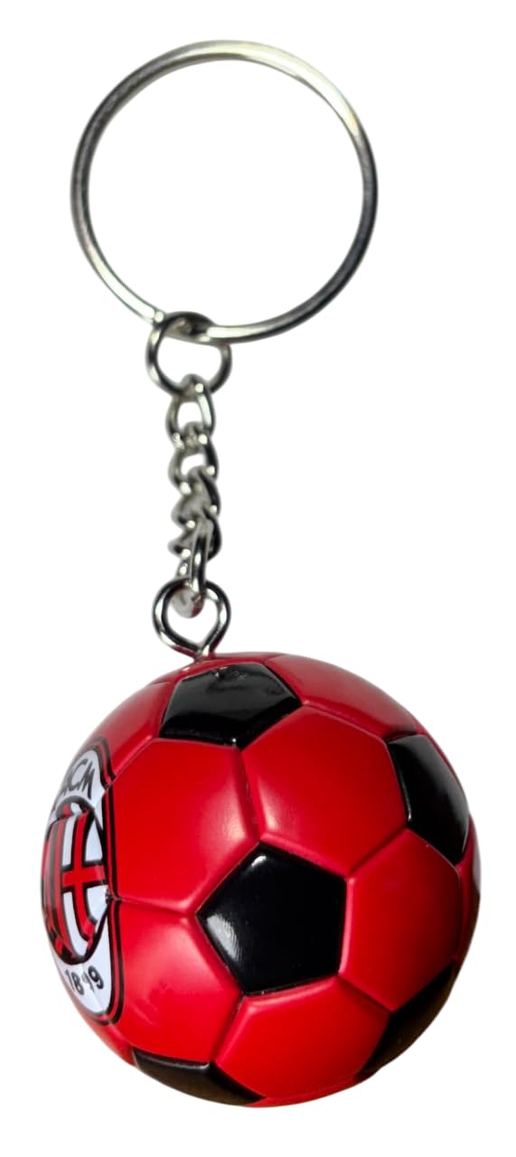 Generico Portachiavi compatibile milan palla calcio gadget accessorio zaino idea regalo uomo donna bambino
