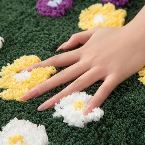 Tapete baño 2x5.3 pies verde 3D musgo suave miniatura 4