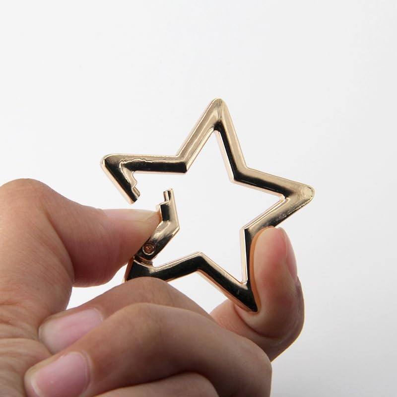 Star Carabiner - Stainless Steel Heavy Keychain Clip,Snap Hook Holder Carabiner Hook Clip,Keychain Carabiners for Keys and Wallet Accessory with Key Chain Rings (Gold)