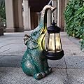 JOYBEE Garden Statues Elephant with Solar Lantern Outdoor Decor-Elephant Solar Figurines Lights Decorations for Patio Yard Lawn Ornaments-Gifts for Birthday Easter Housewarming