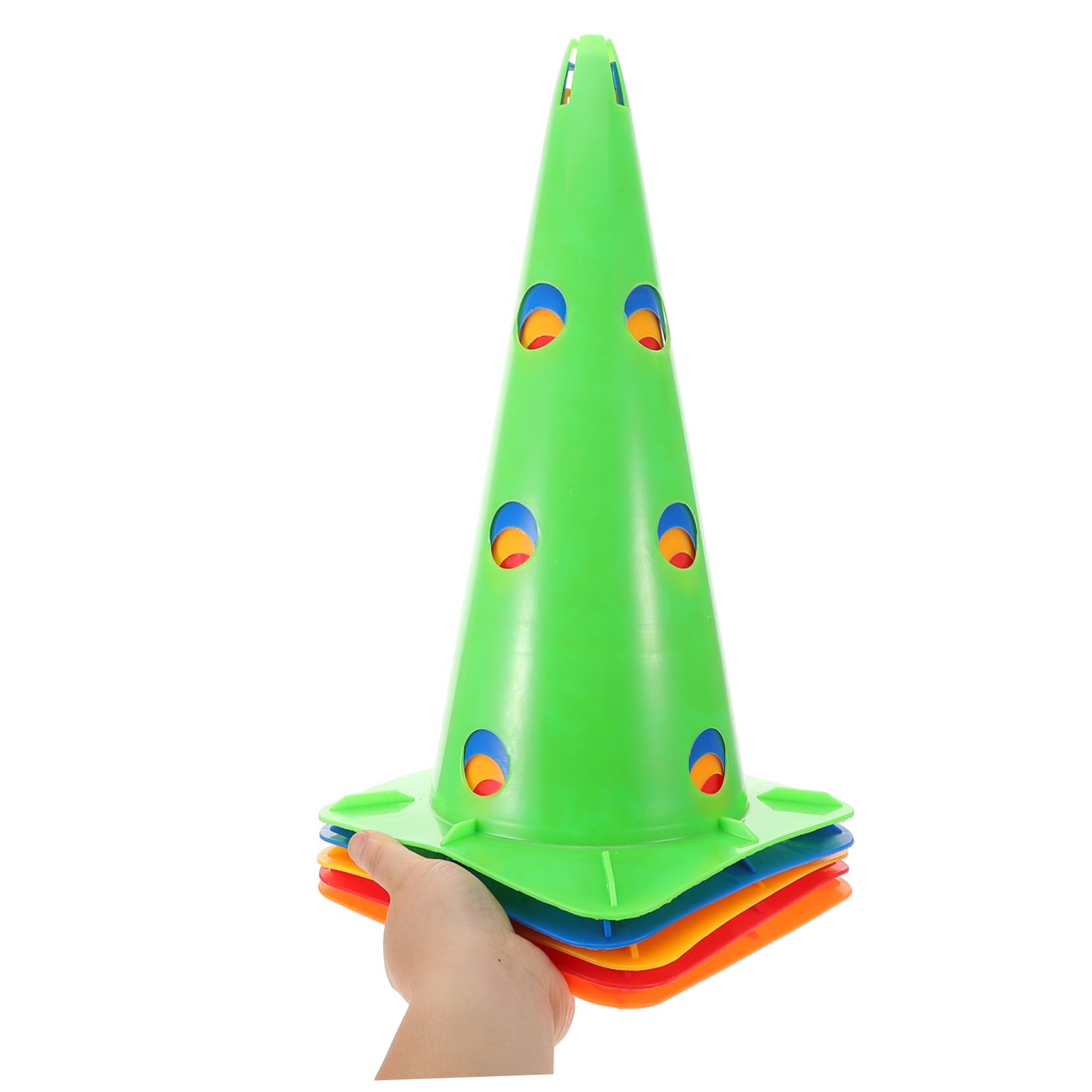 Yardwe Lot de 5 Cônes de Signalisation en PE Base Carrée, Robustes et Portables, pour Entraînements de Football et Compétitions Sportives