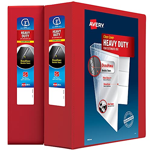 Classeur 3 anneaux EZD 7,6 cm Avery rouge en lot de 2 pour grand classement