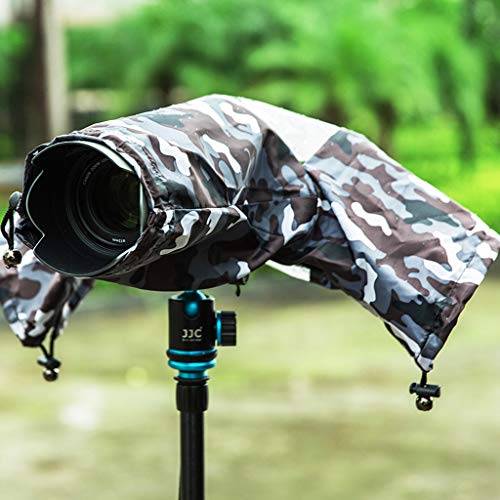 JJC Kamera Regenschutzhülle Wasserdichter Regenschutzhaube Schutz für Canon Nikon Fujifilm Sony Olympus DSLR-Kameras Nylon Rain Cover - Tarnung – Bild 6