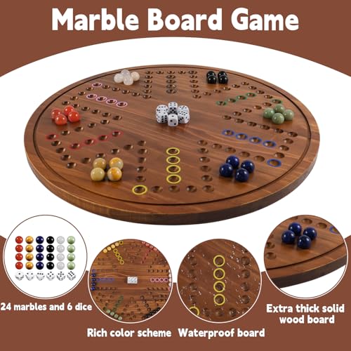 Juego de mesa grande circular de mármol con tablero doble miniatura 4