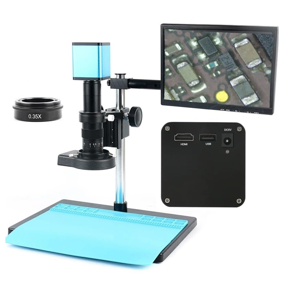 Microscope Autofocus IMX307 HDMI USB Video Auto Focus Industry Microscope Camera +180X C-Mount Lens+Stand+144 LED Ring Light+10.1" LCD(Not Storage)