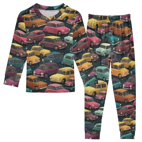 Pajama Sets Long Sleeve Colorful Cars Pattern Print Soft Comfy Sleepwear 2 Piece PJS 3-8T