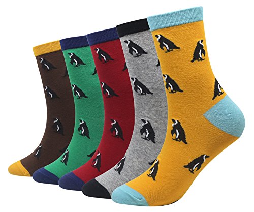 Preisvergleich Produktbild Cansok Herren-Socken mit Tiermotiv, Pinguin, 5 Stück