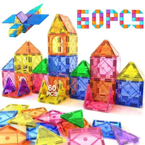 Conjunto de Brinquedos Magnéticos de 60 Peças, Brinquedos de Construção 3D