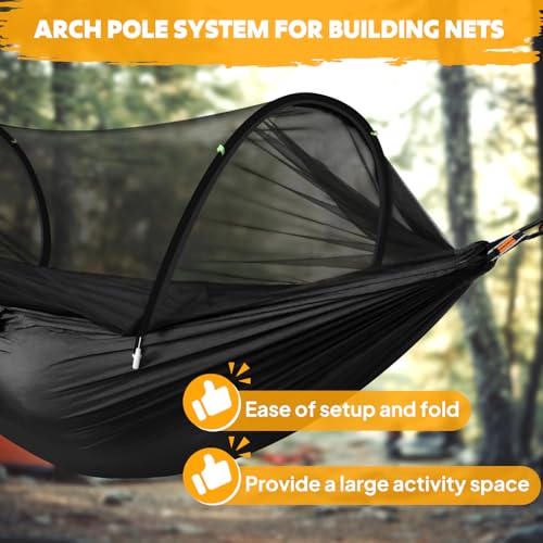 NATUREFUN Ultralekki hamak kempingowy hamak z siatki przeciw komarom | Nośność 300 kg, oddychający szybkoschnący nylon spadochronowy | 2 wysokiej jakości karabińczyki, 2 zawiesia nylonowe