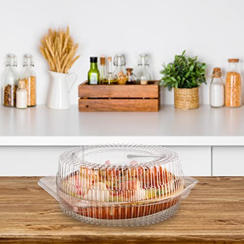 40 Pcs Disposable Pie Keeper Clear Plastic Dessert Containers With Hinged Locking Lids Round Pie Carrier Clamshell Takeout Food Containers For Flan Doughnut Cookies Salads Fruits Vegetables - 6 Inch #TOP6