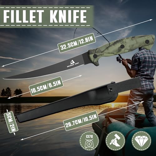 DRAGON RIOT Filetiermesser Fisch 16.5CM, Edelstahl Fischmesser mit Anti-Rutsch-Griff, Scharfes Küchenmesser, Full Tang Kochmesser profi Messer, Outdoor-Messer für Fisch und Fleisch 5