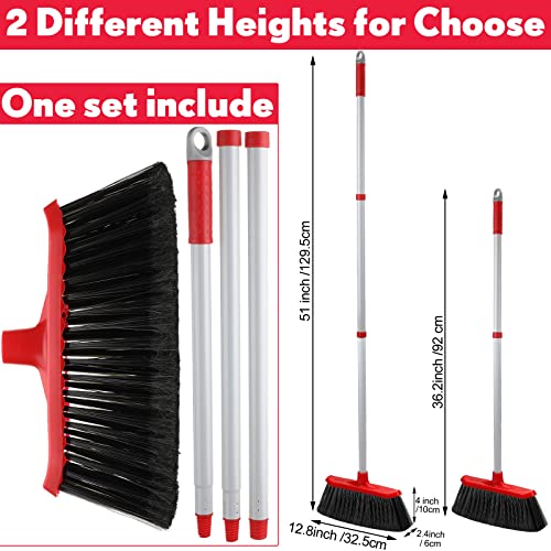 Heavy Duty Broom Outdoor Broom Indoor Commercial Broom Stiff Bristles Broom Push Broom Angle Broom With 51 Inch Broomstick For Easy Sweeping For Home Kitchen Room Office Lobby Floor (6 Pack) #TOP2