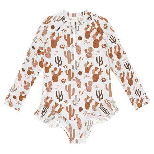 Cactus Girls Long Sleeve Rashguard Swimsuit UV Protection One-Piece Swimwear Bathing Suit B0404612