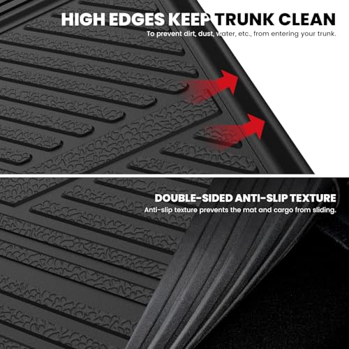 Image of LASFIT Trunk Mat with Backrest Mat for Chevrolet Chevy Traverse 2024-2026 | GMC Acadia 2024-2026 & Buick Enclave 2025-2026, All Weather TPE Custom Fit, Edge to Edge Coverage, Easy to Wash