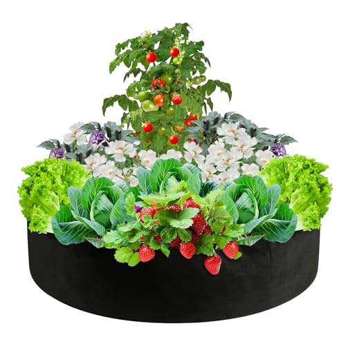 MeiBoAll 100 Gallon Plant Grow Bags, Heavy Duty Fabric Round Raised Garden Bed Planter Pots, Raised Garden Planting Bed Round Breathable Felt Planting Container for Flower Vegetable Potato