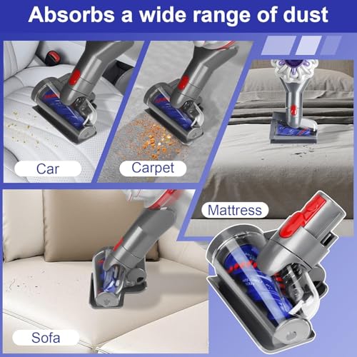 Mini Elektrobürste Haardüse kompatibel mit Dyson V7 V8 V10 V11 V15, Anti Verwicklungs Aufsatz Ersatzteile Turbinendüse, Staubsauger Bürste für Tierhaare Sofa Autositze Teppich Matratzen