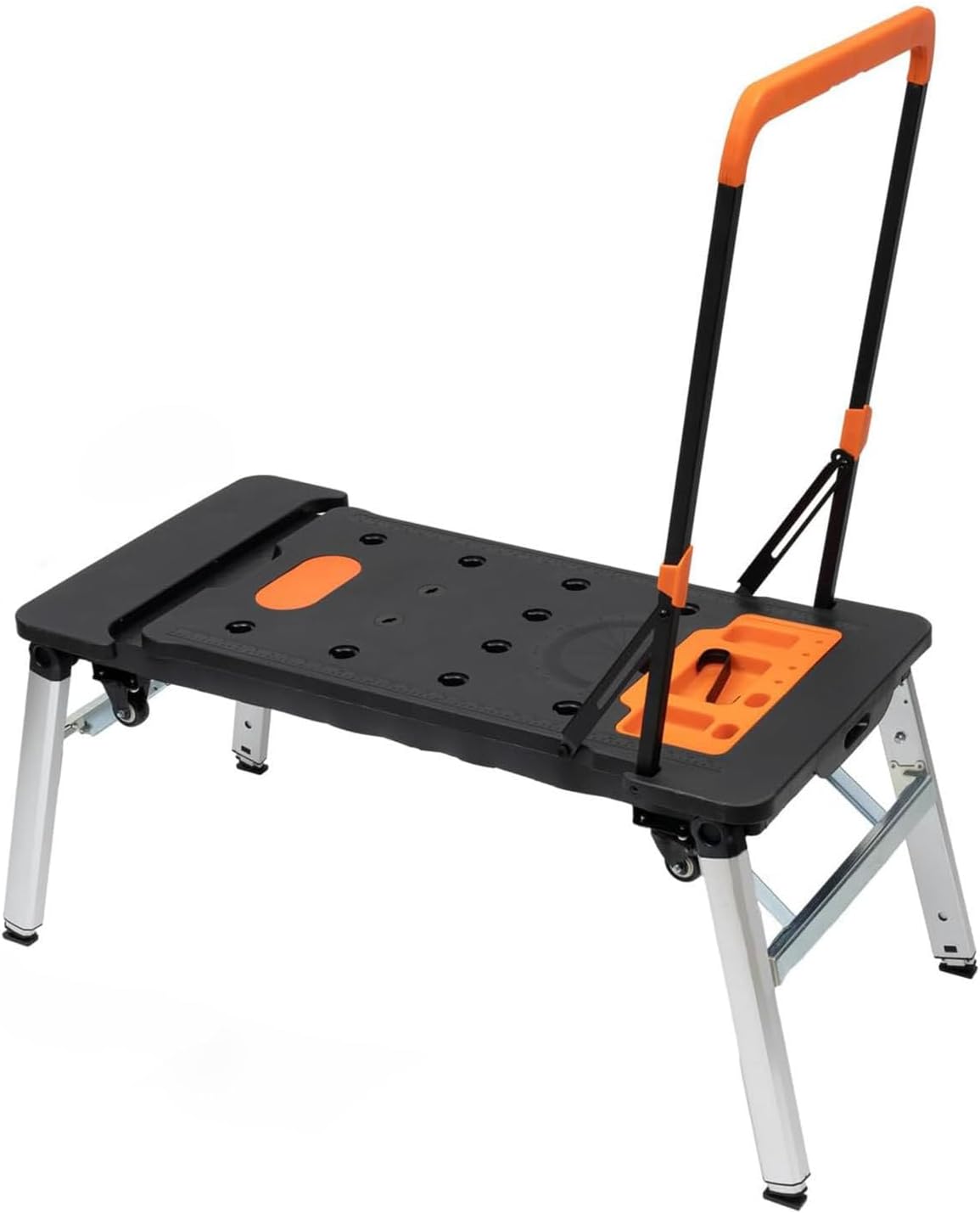 7-in-1 Multifunctional Workbench, Portable Folding Work Table with 4 Wheels,Height-Adjustable for Hand Truck Car Creeper Scaffold,Load-Bearing Capacity 150-250kg,Outdoor Picnic Table