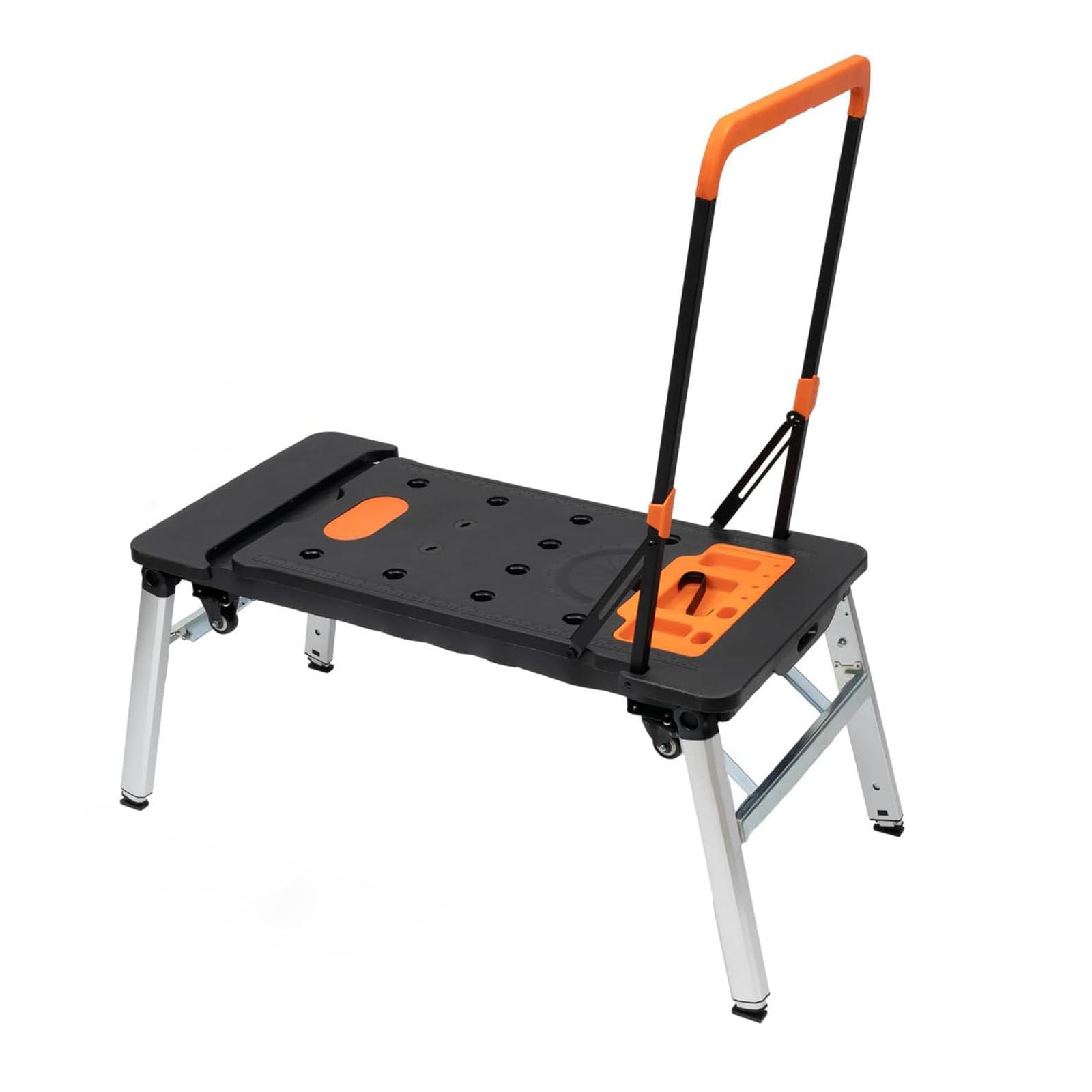 Banco da lavoro pieghevole portatile 7 in 1, con 4 ruote, altezza regolabile, capacità di carico 150-250 kg, ideale per carrelli a mano, auto, uso esterno, tavolo versatile