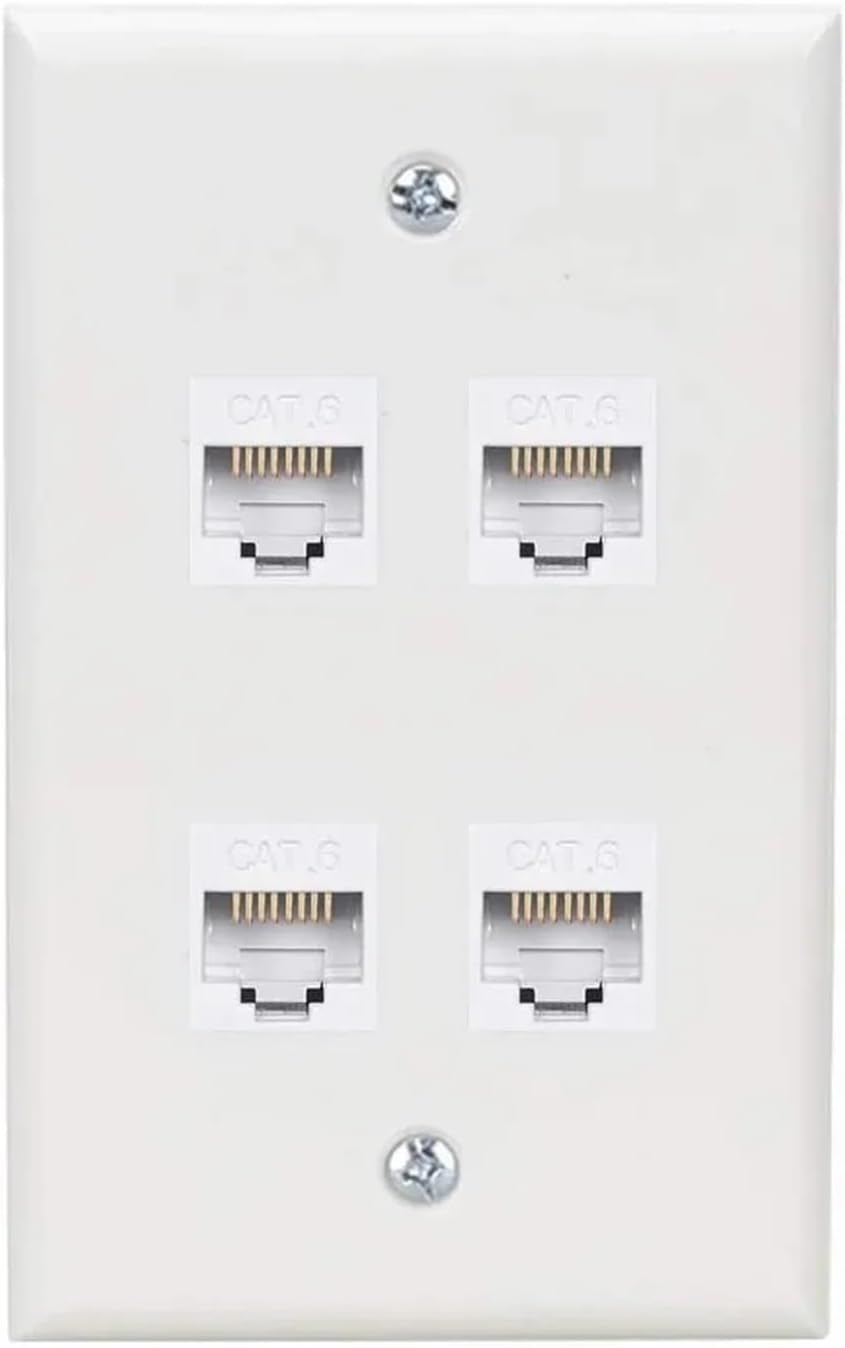 1-pack Cat 6 Ethernet wall plate, Ethernet wall plate female to female detachable, compatible with Cat6/5/5e Ethernet devices(Blue 6-Port)