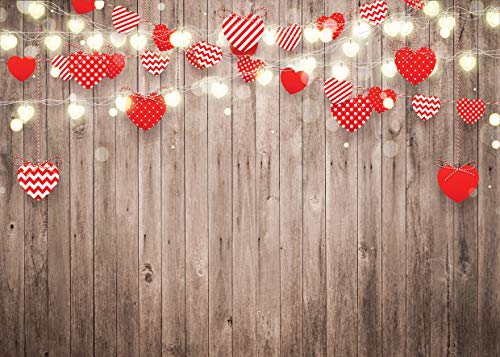 SJOLOON Valentine Day Backdrop for Photography Rustic Wood Wedding Backdrop