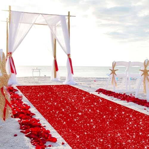 image for OMKSIH Sequin Aisle Runner Red Carpet Runner for Party 2x15FT Glitter 