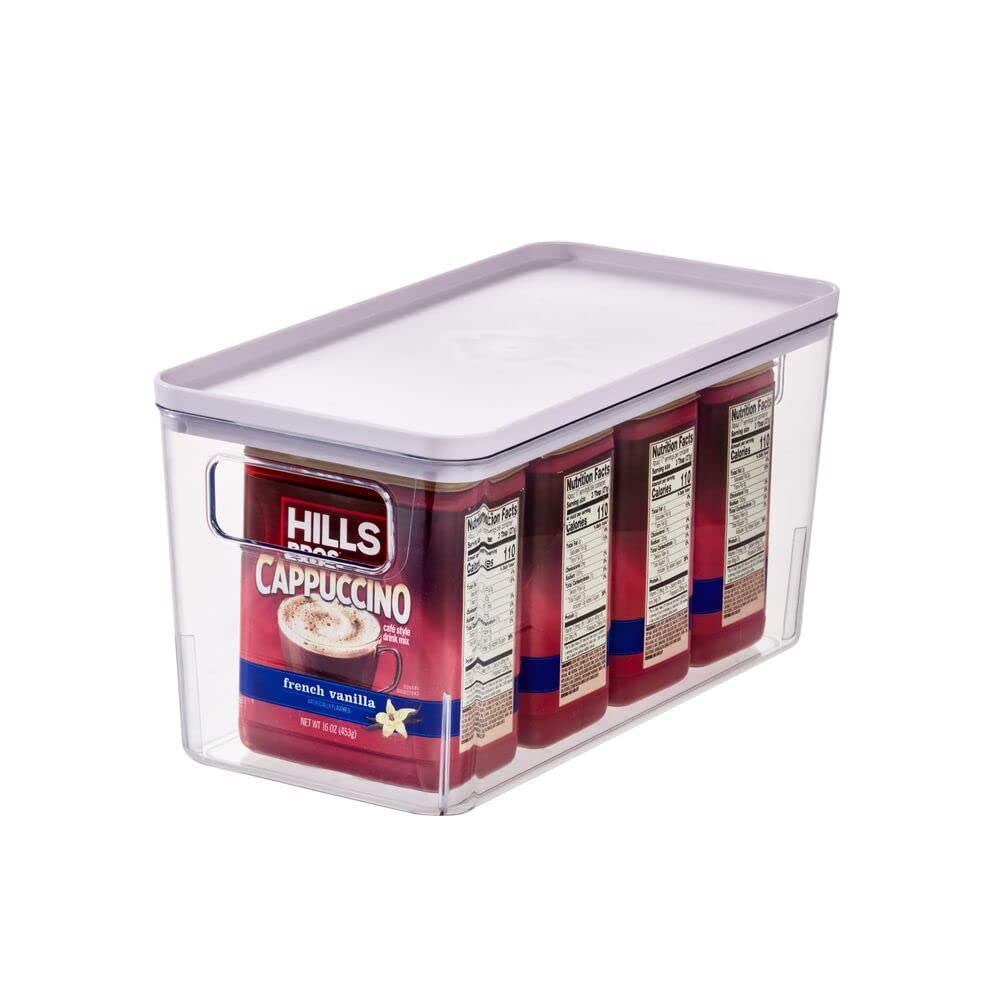 iDesign Storage Box with Handles, Storage Box with Lid, Versatile as Kitchen Storage or Bathroom Organiser, Made of Recycled Plastic, Purple