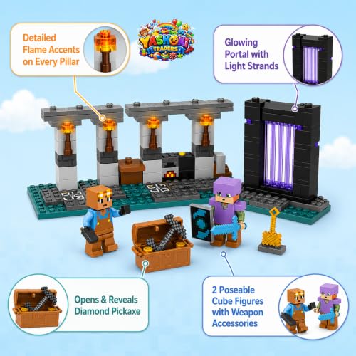 Image of Yashoni Building Blocks Toy Set for Kids | DIY STEM Construction Bricks with Mini Figures, Creative Models & Educational Play Set| Blocks Game (200, Guardian's Portal Cave)
