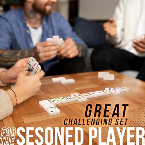 Front Porch Classics, Mexican Train, Double 12, Colored Dot Dominoes Set On-The-Go Travel Storage Tin, 2 to 8 Players, for All Ages - Image 4