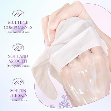 5 Pairs Hands Moisturizing Gloves, Lavender Essence Hand Skin Repair Renew Mask Infused Collagen, Vitamins + Natural Plant Extracts for Dry, Aging, Cracked Hands