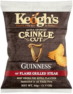 Crinkle Cut Guinness & Flame Grilled Steak Potato Crisps, 50G (1.7oz), Pack of 3