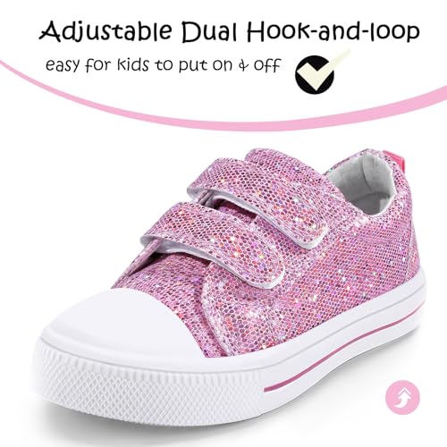 Image of K KomForme Toddler Sneakers Girls Shoes with Dual Hook and Loops | Comfortable, Lightweight