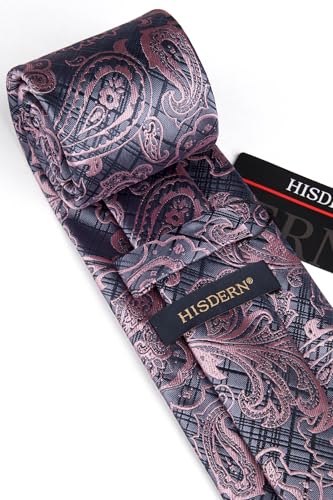 Image of HISDERN Ties for Men Paisley Floral Tie Handkerchief Classic Woven Business Formal Necktie and Pocket Square Set Wedding