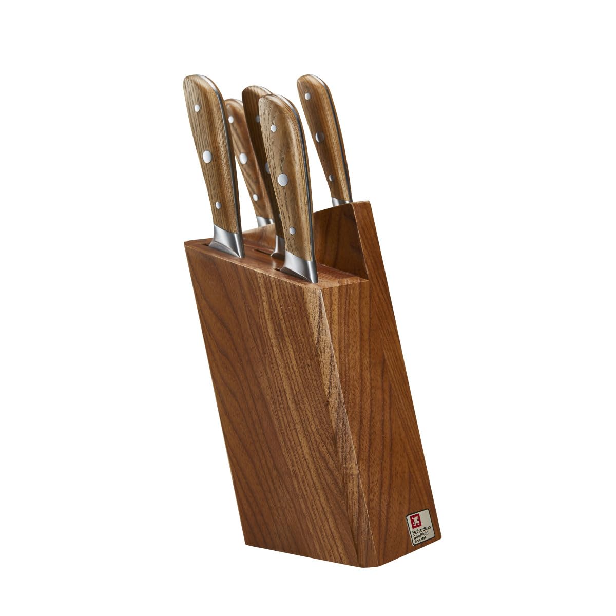 Richardson Sheffield R09500K511K20 Scandi 5 Piece Kitchen Knife Block Set, Stainless Steel, Brown