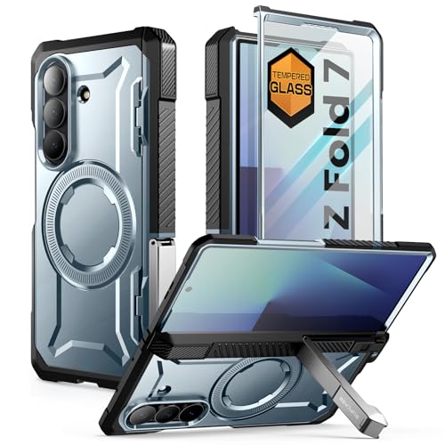 Image of SUPCASE for Samsung Galaxy Z Fold 7 Case with Kickstand, Tilt | Compatible with MagSafe, Tempered Glass Screen Protector, Military-Grade Protection, Hinge Coverage, Unicorn Beetle Grip