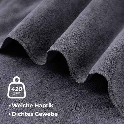 ZENACROSS - Fitness Handtuch Mikrofaser 120x50 - Schnelltrocknend, Reißverschlusstasche - Weiches Sporthandtuch fürs Fitnessstudio & Gym - Grau 6