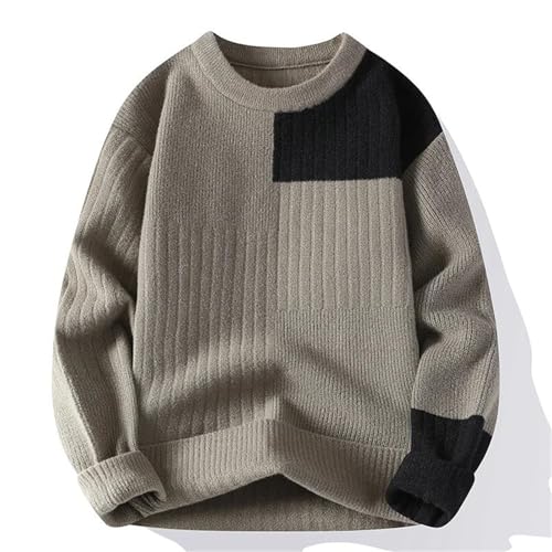 Men's Patchwork Knit Sweater Crew Neck Pullover Casual Fashion Loose Fit Fall Winter Comfortable Outfit2