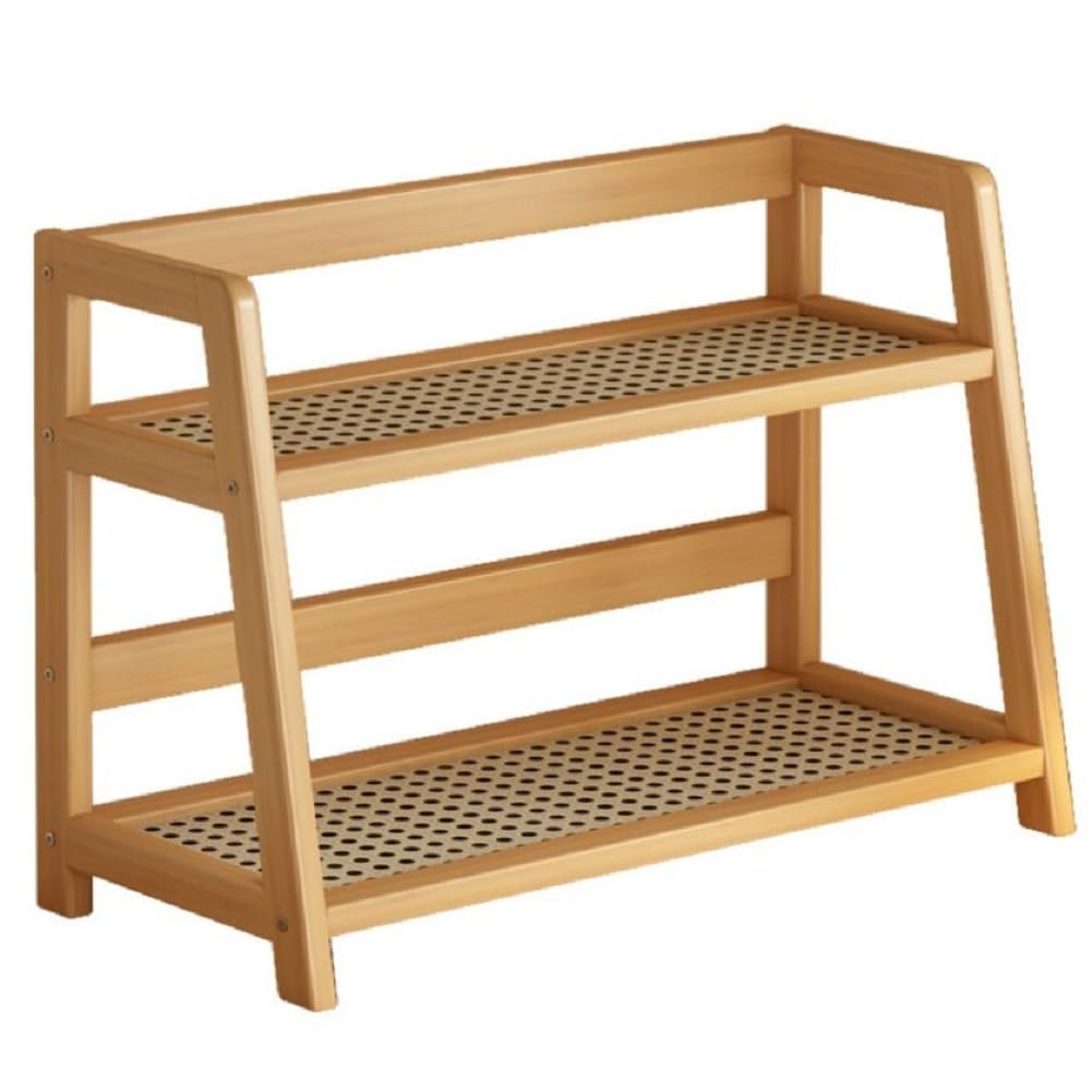 UDSKNV[KSL Wooden for Kitchen Storage Shelf Rattan Desktop Organizer Display Rack Spice Rack for Countertop Makeup Organizer
