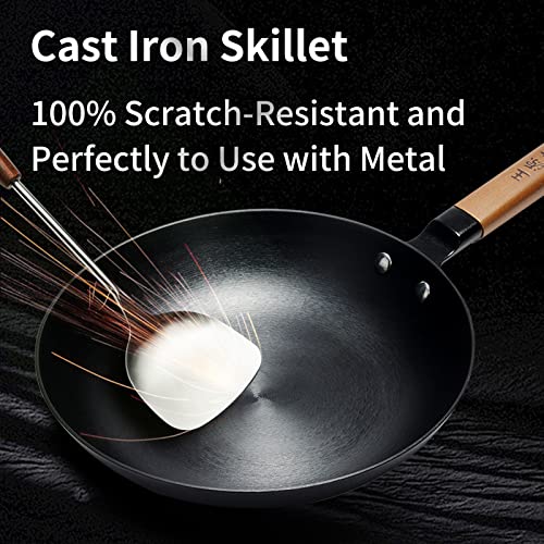 Wangyuanji Cast Iron Skillets,10" Frying Pan No Coating Durable Egg Omelet Skillet,Steak Skillet Fast Heating Chef Cooking Pan For All Cooktops-Cast Iron Pan (Black) #TOP1