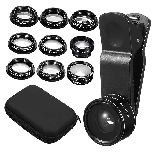 Housoutil 1Set Mobile Phone Lens Kit with Fisheye Wide Angle Macro and Cpl Lenses Compatibility for Stunning Photography Smartphones
