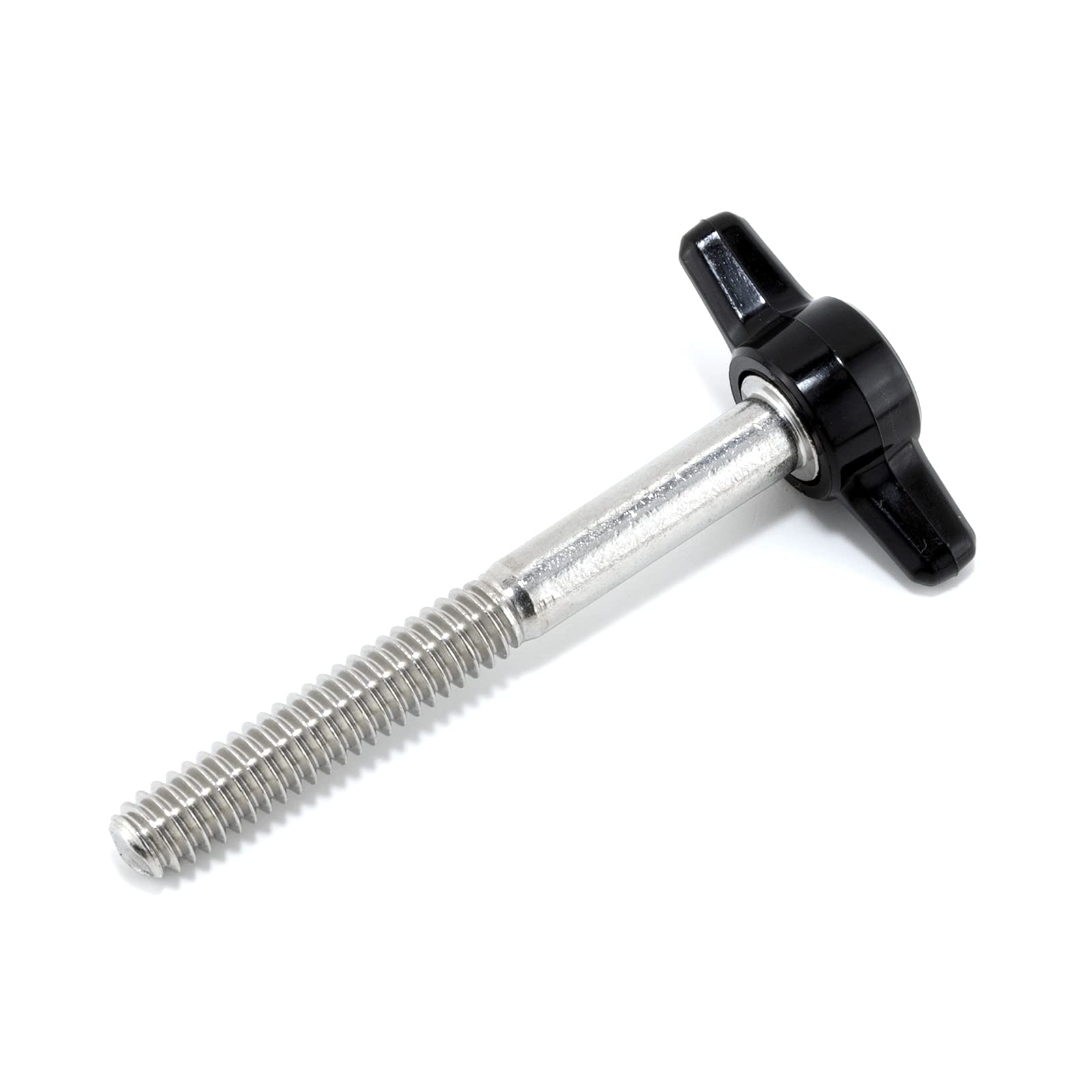 1/4"-20 x 2-1/4" Thumb Screw Stainless Steel - Black Tee Wing Plastic Knob - Standard/Coarse Thread Thumbscrew - Length: 2.250" - Proudly Built in USA