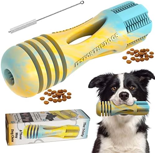 Itsforthedogs Dog Toys Dog Treat Toy Dog Chews Puppy Toys Tough Durable Dogs Toys Toothbrush Boredom Teeth Cleaning 100% Natural Milk Flavoured Rubber Treat Dispenser Active Dog Toy