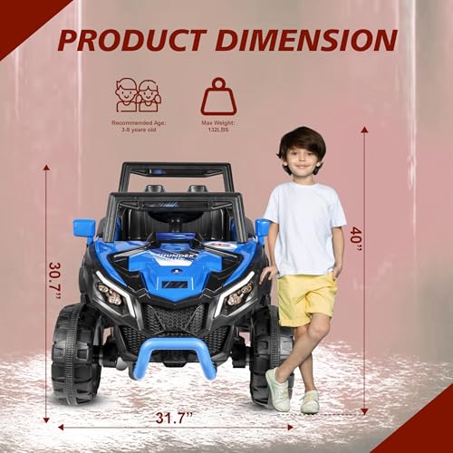 Image of Norman Jr Battery Operated 2x4 | Jeep Toy Kids Car with Remote+Steering+RGB Light+Mp3 USB Music | Rechargeable Car for Kids to Drive 3 to 12 Years | Large (Drifter) Cobalt Blue